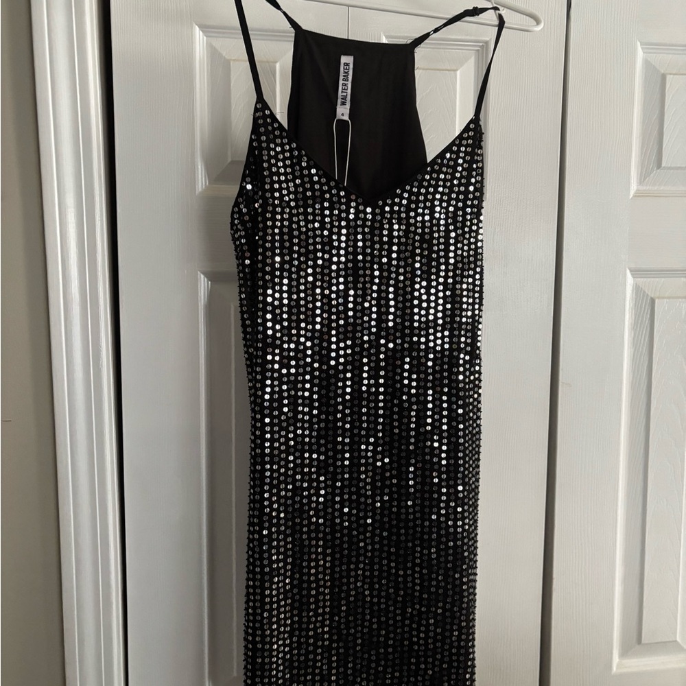 Walter Baker Black Sequin Mini Dress